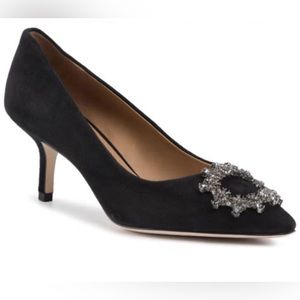 Tory Burch Crystal Buckle Suede Pumps